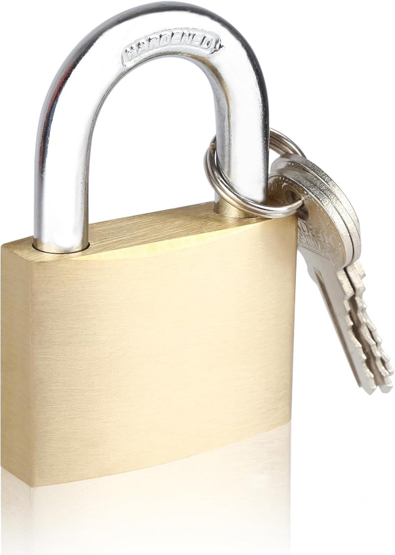 Fuaxat Solid Brass Padlock with 3 Keys, 50mm Wide Lock Body High-Security Lock, Weatherproof Heavy Duty Padlock for Sheds, Storage Unit, Outdoor Fence, Gate - Image 1